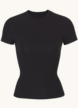 SKIMS Dames Cotton Jersey T-shirt van jersey in de kleur Zwart, maat: XXL