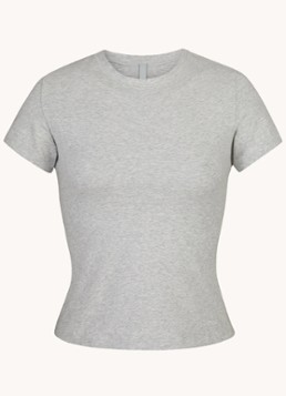 SKIMS Dames Cotton Jersey T-shirt van jersey in de kleur Grijsmele, maat: XXS