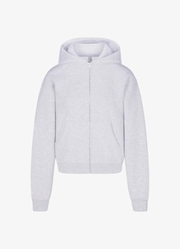 SKIMS Dames Cotton Fleece sweatvest met capuchon in de kleur Lichtgrijs, maat: L
