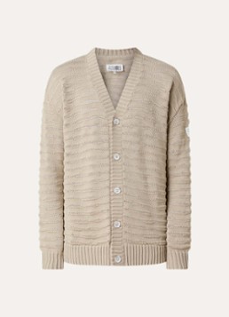 MM6 Heren Vest met opengewerkt dessin en logo in de kleur Donkerbeige, maat: S