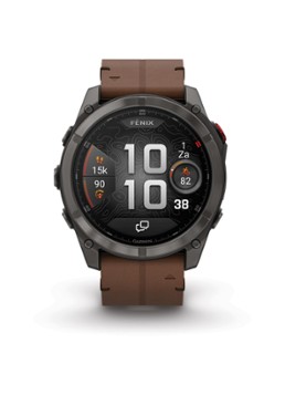 Garmin Heren Fenix 8 Pro LTE smartwatch 51 mm, Saffierglas, Titanium met siliconen en lederen band in de kleur Zwart, maat: 51 mm