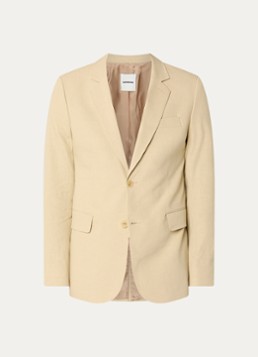 Sandro Heren Regular fit colbert in linnenblend met klepzakken in de kleur Khaki