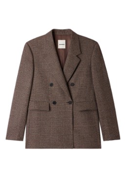 Sandro Heren Regular fit colbert van scheerwol met ruitdessin in de kleur Bruin