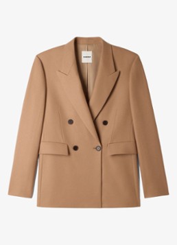 Sandro Heren Regular fit colbert van wol met klepzakken in de kleur Camel