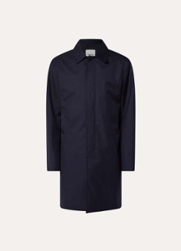 Sandro Heren Trenchcoat in wolblend met steekzakken in de kleur Donkerblauw