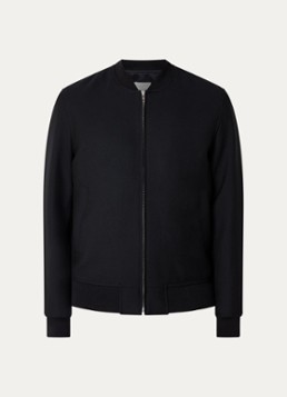 Sandro Heren Jack in wolblend met steekzakken in de kleur Donkerblauw
