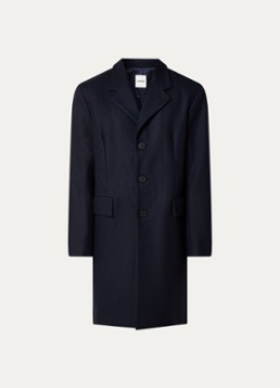 Sandro Heren Mantel in kasjmierblend met klepzakken in de kleur Donkerblauw