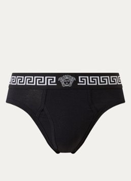 Versace Heren Boxershort van katoen met logoband in de kleur Zwart, maat: S