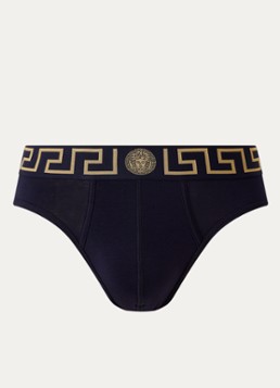 Versace Heren Slip met logoband in de kleur Donkerblauw, maat: L