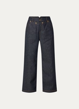 MUNTHE Dames Rupert high waist wide leg jeans met donkere wassing in de kleur Indigo, maat: 42