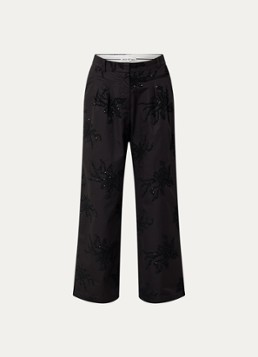MUNTHE Dames Stormy high waist wide fit palazzo broek met borduring en pailletten in de kleur Zwart, maat: 34