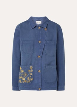 MUNTHE Dames Bayan overshirt van chambray met borduring in de kleur Indigo, maat: 38