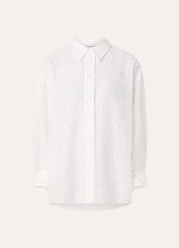 MUNTHE Dames Bjarka semi-transparante blouse met pailletten in de kleur Ivoor, maat: 38