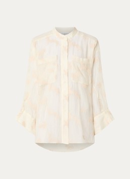 MUNTHE Dames Fortunato oversized blouse met structuur en borduring in de kleur Creme, maat: 38
