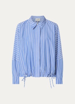 MUNTHE Dames Loasta blouse met streepprint en trekkoord in de kleur Blauw, maat: 38