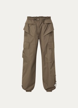 MUNTHE Dames Unform high waist tapered fit cargobroek met trekkoord in de kleur Lichtbruin, maat: 34