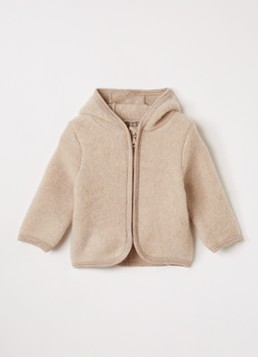 Huttelihut Meisjes Jack van merino wol met capuchon in de kleur Beige, maat: 74