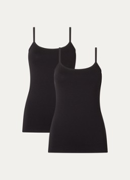 Falke Dames Daily Comfort tanktop met verstelbare bandjes in 2-pack in de kleur Zwart, maat: M