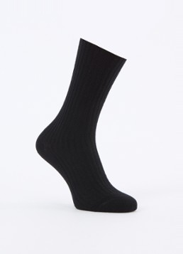 Falke Dames Cosy ribgebreide sokken in kasjmierblend in de kleur Zwart, maat: 35-38