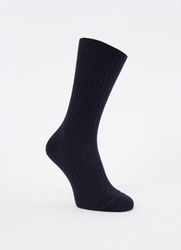 Falke Dames Cosy ribgebreide sokken in kasjmierblend in de kleur Donkerblauw, maat: 39-42