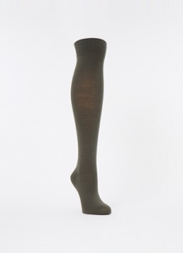 Falke Dames Softmerino kniekousen in scheerwolblend in de kleur Bronsgroen, maat: 41-42