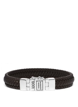 Buddha to Buddha Dames Edwin Small armband van gevlochten leer in de kleur Donkerbruin