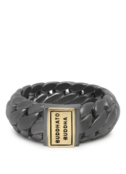 Buddha to Buddha Heren Ben Small ring van zilver met detail van 14 karaat goud in de kleur Donkergrijs