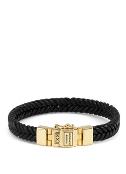Buddha to Buddha Dames Barbara armband van gevlochten leer in de kleur Goud