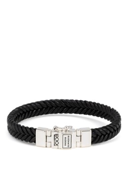 Buddha to Buddha Dames Barbara armband van gevlochten leer in de kleur Zilver