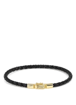 Buddha to Buddha Dames George Mini armband van gevlochten leer in de kleur Goud