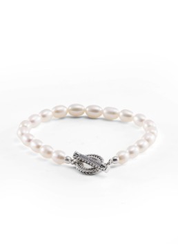 Buddha to Buddha Dames Barbara parelarmband van zilver in de kleur Zilver
