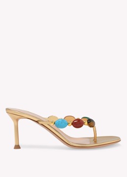 Gianvito Rossi Dames Shanti muiltje van suède en leren details in de kleur Goud