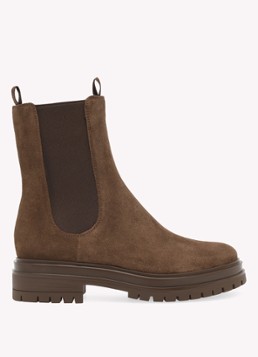 Gianvito Rossi Dames Chester chelsea boot van suède in de kleur Bruin