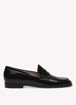 Gianvito Rossi Dames Georgie mocassin van leer met lakfinish in de kleur Zwart