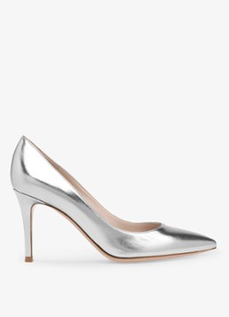 Gianvito Rossi Dames Gianvito 85 pump van leer met metallic finish in de kleur Zilver