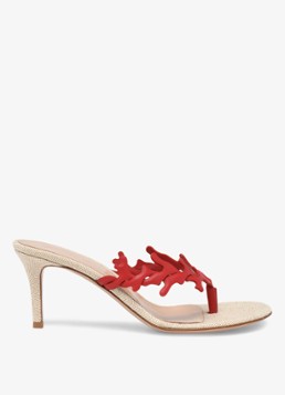 Gianvito Rossi Dames Ocean Thong sandalette van leer in de kleur Rood