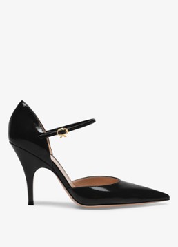 Gianvito Rossi Dames Sofia D'Orsay pump van leer met lakfinish in de kleur Zwart