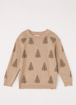 Lil 'Atelier Jongens NMBGalto fijngebreide trui met ingebreid patroon in de kleur Beige, maat: 98