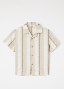 Lil 'Atelier Jongens NMMFibert overhemd met streepprint in de kleur Beige, maat: 104