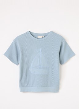 Lil 'Atelier Jongens NMMHarun sweater met borduring in de kleur Lichtblauw, maat: 122/128