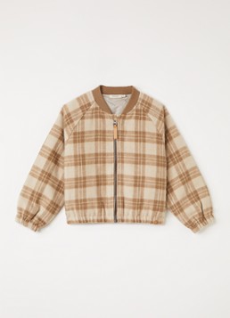 Lil 'Atelier Jongens NMMNina gewatteerd bomberjack met ruitdessin in de kleur Beige, maat: 122/128
