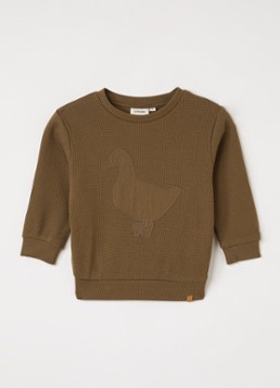 Lil 'Atelier Jongens NMMNaffel sweater met structuur en borduring in de kleur Cognac, maat: 98