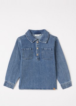 Lil 'Atelier Jongens NMMobello blouse van denim in de kleur Indigo, maat: 98