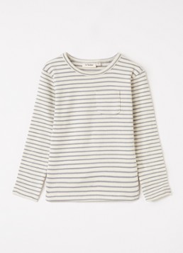 Lil 'Atelier Jongens NMMThoro longsleeve met streepprint in de kleur Gebroken wit, maat: 122/128