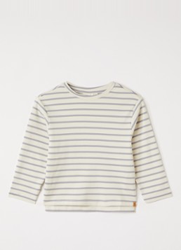 Lil 'Atelier Jongens NMMLimia longsleeve met streepprint in de kleur Creme, maat: 110