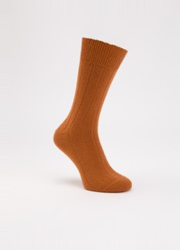 Falke Heren Lhasa Rib sokken in kasjmierblend in de kleur Donkeroranje, maat: 39-42