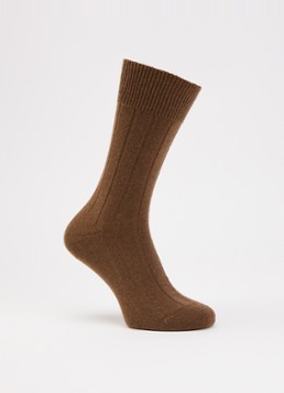 Falke Heren Lhasa Rib sokken in kasjmierblend in de kleur Donkerbruin, maat: 39-42