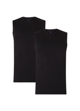 Falke Heren Singlet in 2-pack in de kleur Zwart, maat: S