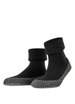 Falke Heren Cosyshoe pantoffel in wolblend met anti-slip in de kleur Zwart, maat: 41-42