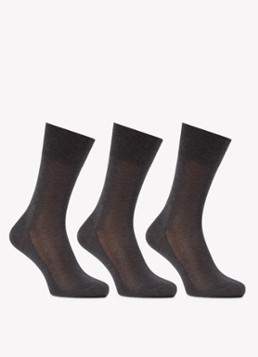 Falke Heren Tiago sokken in katoenblend in 3-pack in de kleur Antraciet, maat: 39-40